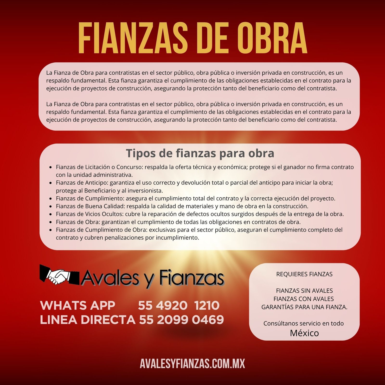 Fianzas de Obra Civil, Fianzas de obra y Fianzas de Anticipo